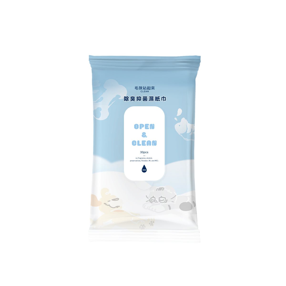 【贈品】寵物除臭抑菌濕紙巾 30抽 - 毛孩站起來