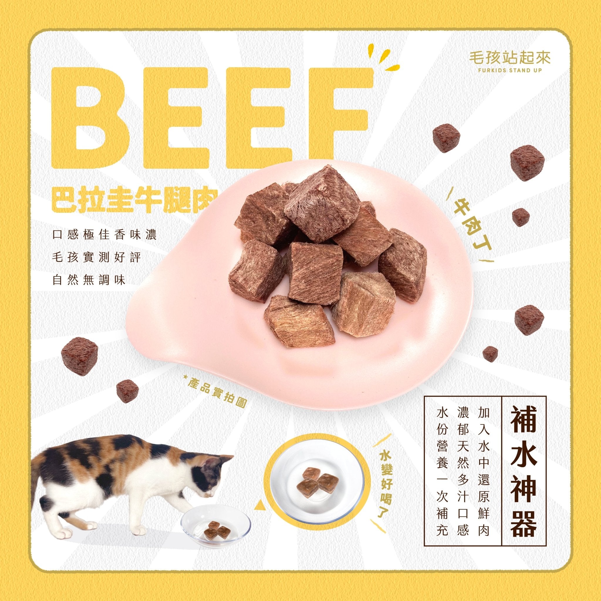 毛孩凍乾 極鮮牛肉丁 60g - 毛孩站起來